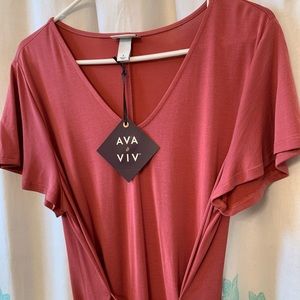 Ava & Viv V neck pink dress